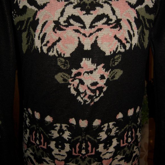 Staring At Stars Black Pink Floral Open Front Cardigan M - Picture 4 of 9